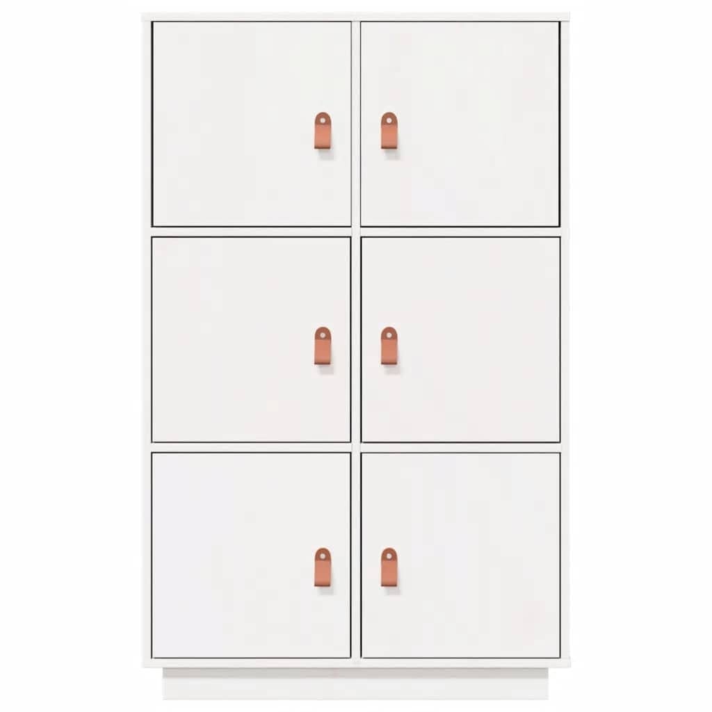 Credenza Bianca 67x40x108,5 cm in Legno Massello di Pino - homemem39