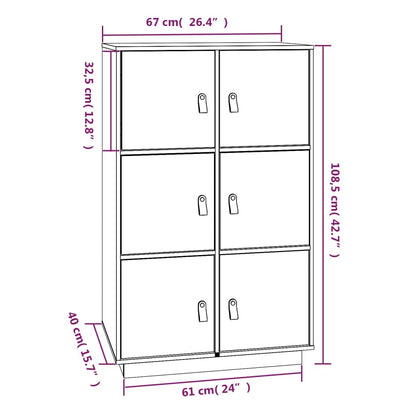 Credenza Grigia 67x40x108,5 cm in Legno Massello di Pino - homemem39