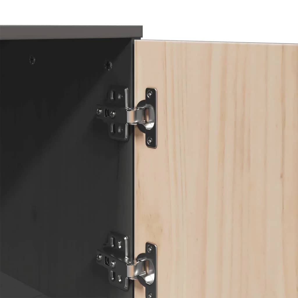 Credenza Grigia 67x40x108,5 cm in Legno Massello di Pino - homemem39