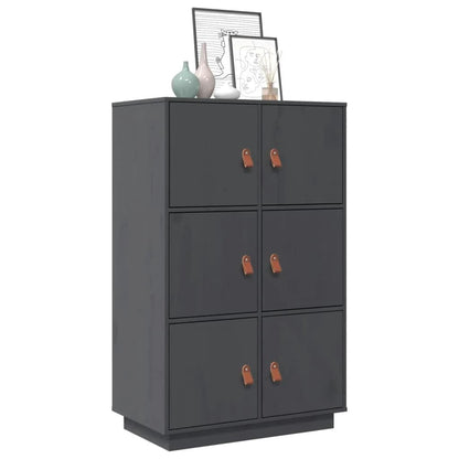 Credenza Grigia 67x40x108,5 cm in Legno Massello di Pino - homemem39