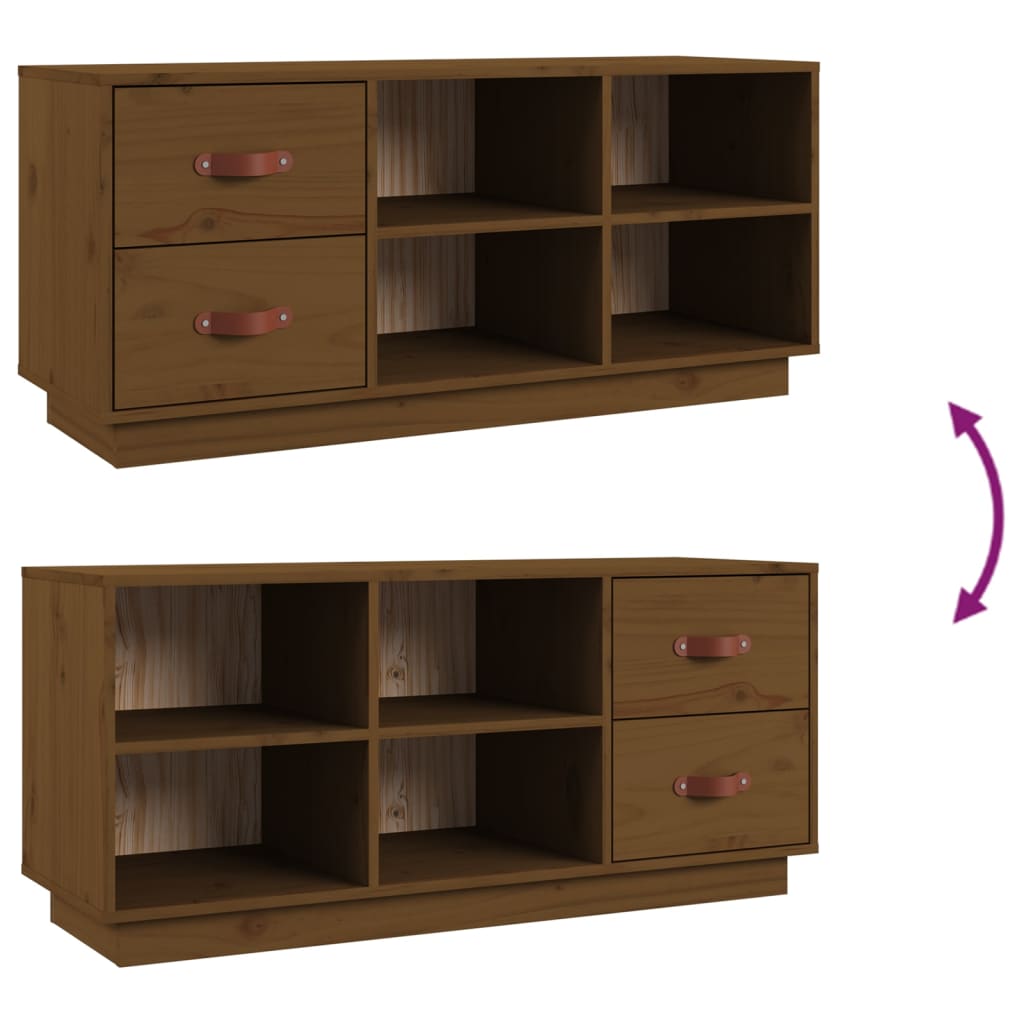 Scarpiera Ambrata 100x34x45 cm in Legno Massello di Pino - homemem39