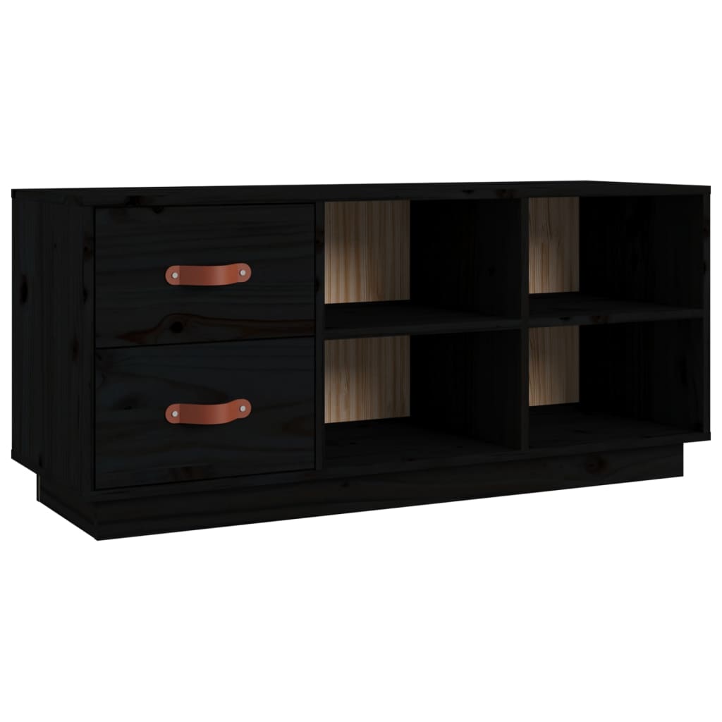 Scarpiera Nera 100x34x45 cm in Legno Massello di Pino - homemem39