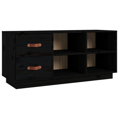 Scarpiera Nera 100x34x45 cm in Legno Massello di Pino - homemem39