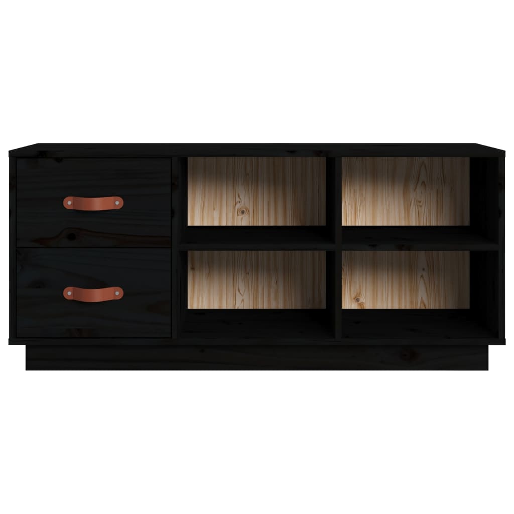 Scarpiera Nera 100x34x45 cm in Legno Massello di Pino - homemem39