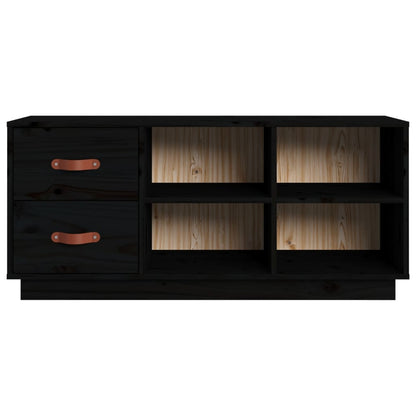 Scarpiera Nera 100x34x45 cm in Legno Massello di Pino - homemem39