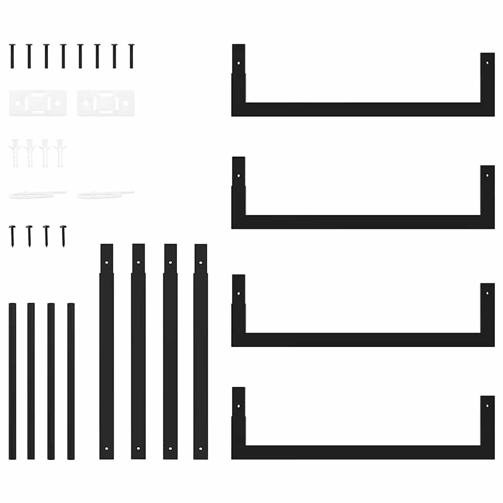 Portalegna Nero Opaco 50x28x56 cm in Acciaio