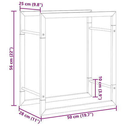 Portalegna Nero Opaco 50x28x56 cm in Acciaio