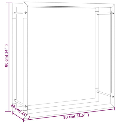 Portalegna Nero Opaco 80x28x86 cm in Acciaio - homemem39