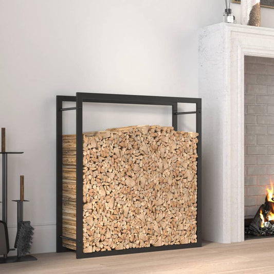 Portalegna Nero Opaco 80x28x86 cm in Acciaio - homemem39