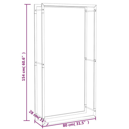 Portalegna Nero Opaco 80x28x154 cm in Acciaio - homemem39