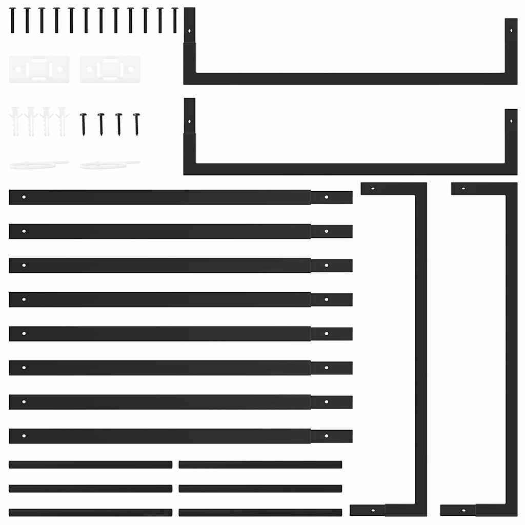 Portalegna Nero Opaco 80x28x154 cm Acciaio
