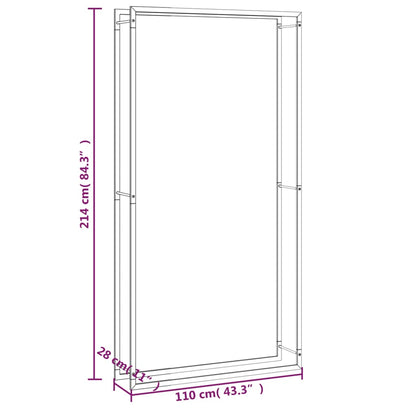 Portalegna Nero Opaco 110x28x214 cm in Acciaio - homemem39
