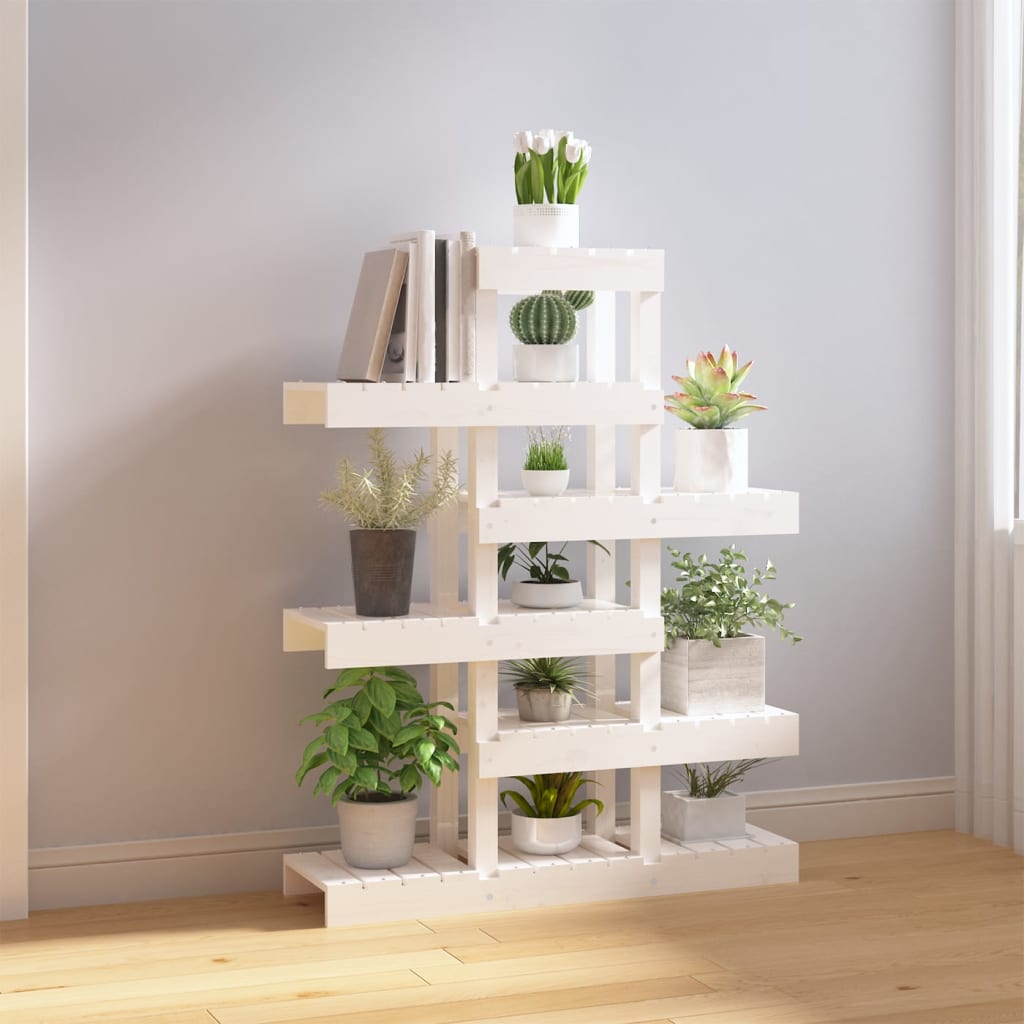 Supporto per Piante Bianco 85x25x109,5cm Legno Massello di Pino - homemem39