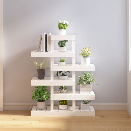 Supporto per Piante Bianco 85x25x109,5cm Legno Massello di Pino - homemem39