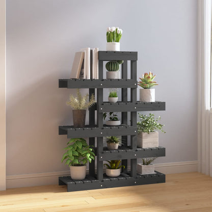Supporto per Piante Grigio 85x25x109,5cm Legno Massello di Pino