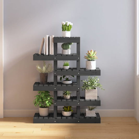 Supporto per Piante Grigio 85x25x109,5cm Legno Massello di Pino - homemem39