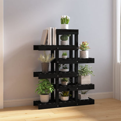 Supporto per Piante Nero 85x25x109,5 cm Legno Massello di Pino - homemem39