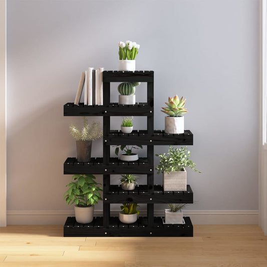 Supporto per Piante Nero 85x25x109,5 cm Legno Massello di Pino - homemem39