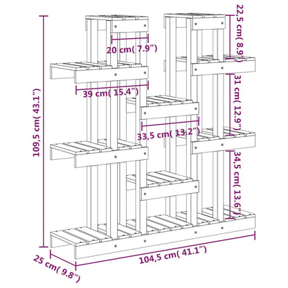 Supporto per Piante 104,5x25x109,5 cm in Legno Massello di Pino - homemem39