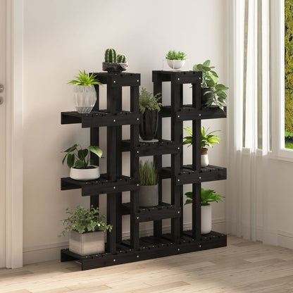 Supporto per Piante Nero 104,5x25x109,5 cm Legno Massello Pino - homemem39