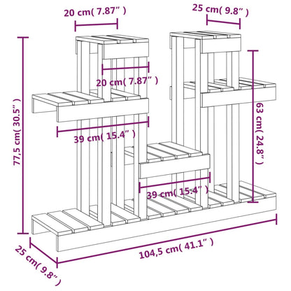 Supporto per Piante Ambra 104,5x25x77,5 cm Legno Massello Pino