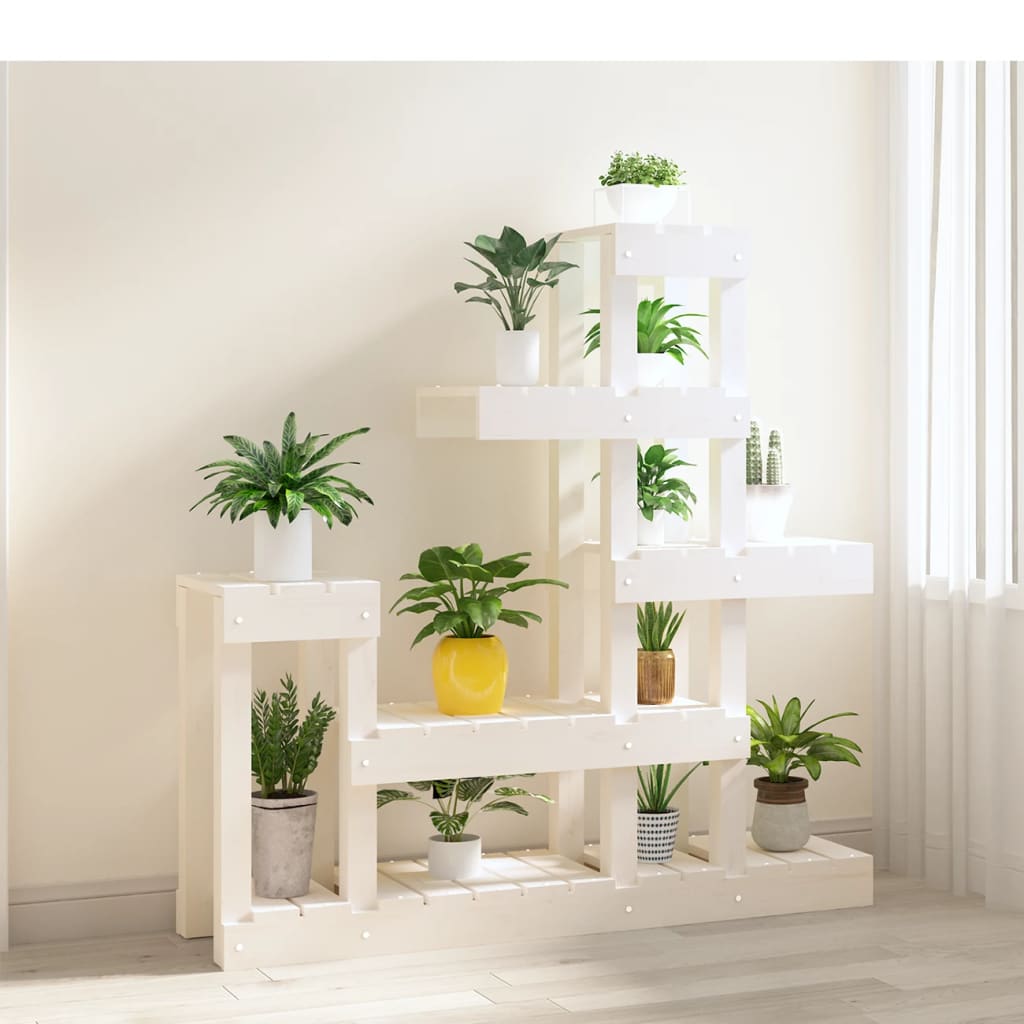 Supporto per Piante Bianco 92x25x97cm Legno Massello di Pino - homemem39