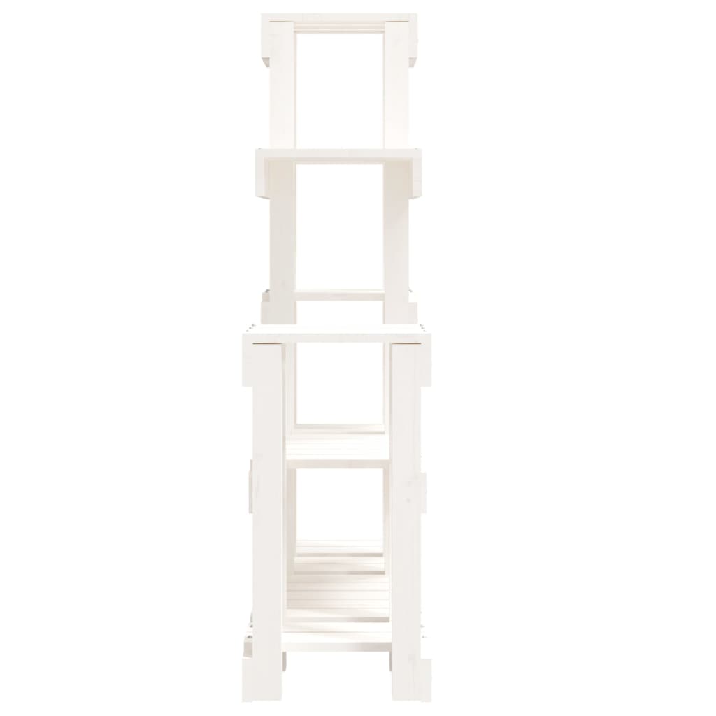 Supporto per Piante Bianco 92x25x97cm Legno Massello di Pino