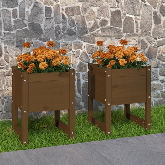 Fioriere 2 pz Ambra 40x40x52,5 cm in Legno Massello di Pino - homemem39