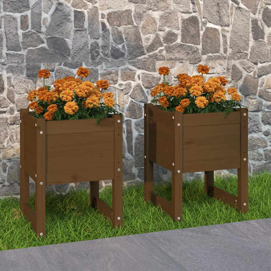 Fioriere 2 pz Ambra 40x40x52,5 cm in Legno Massello di Pino