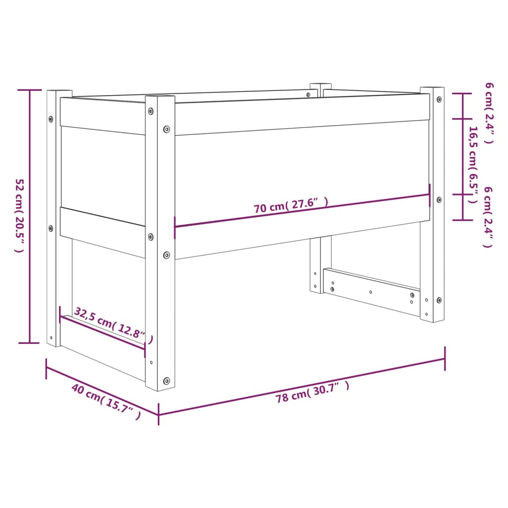 Fioriera Marrone Ambra 78x40x52 cm in Legno Massello di Pino
