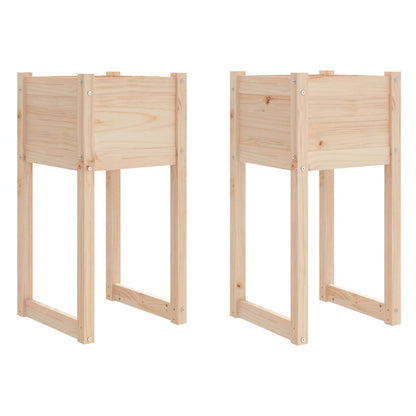Fioriere 2 pz Bianche 40x40x81 cm in Legno Massello di Pino - homemem39