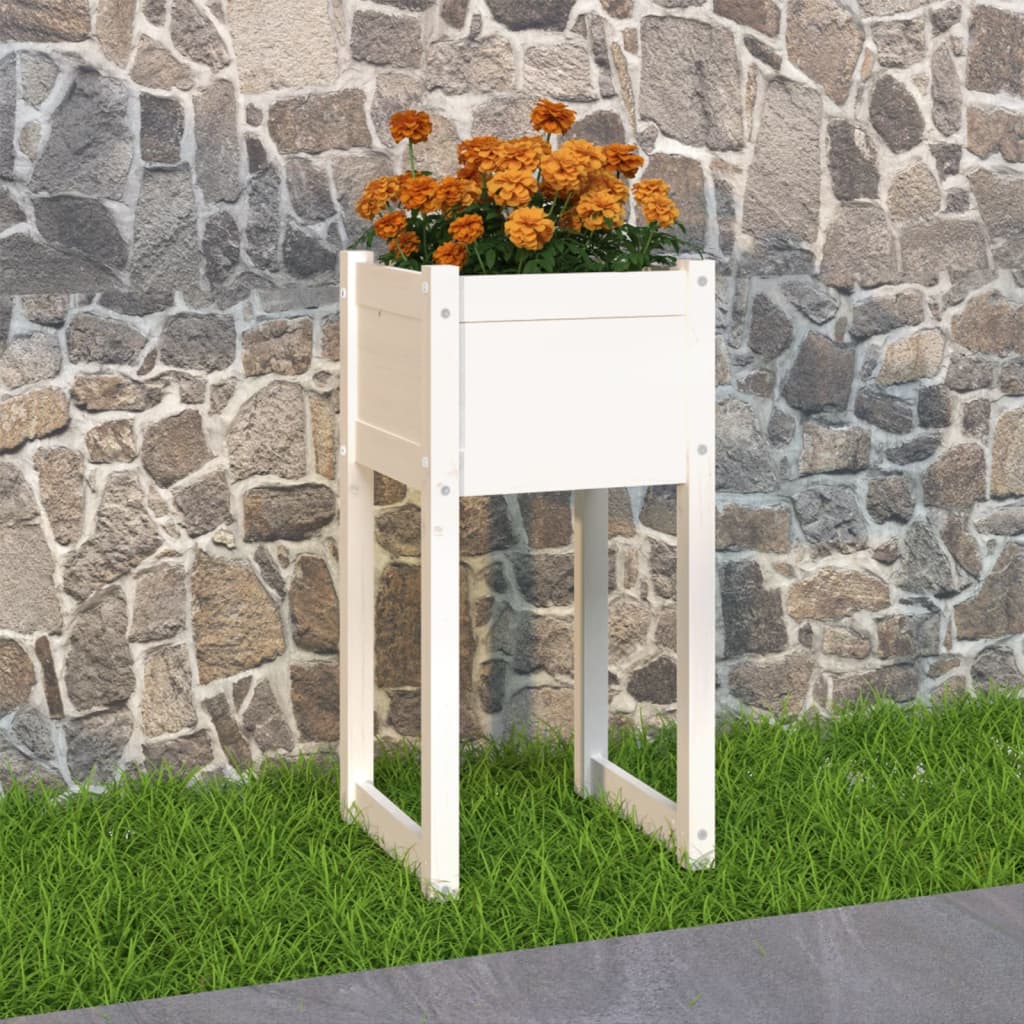 Fioriera Bianca 40x40x81 cm in Legno Massello di Pino | homemem39