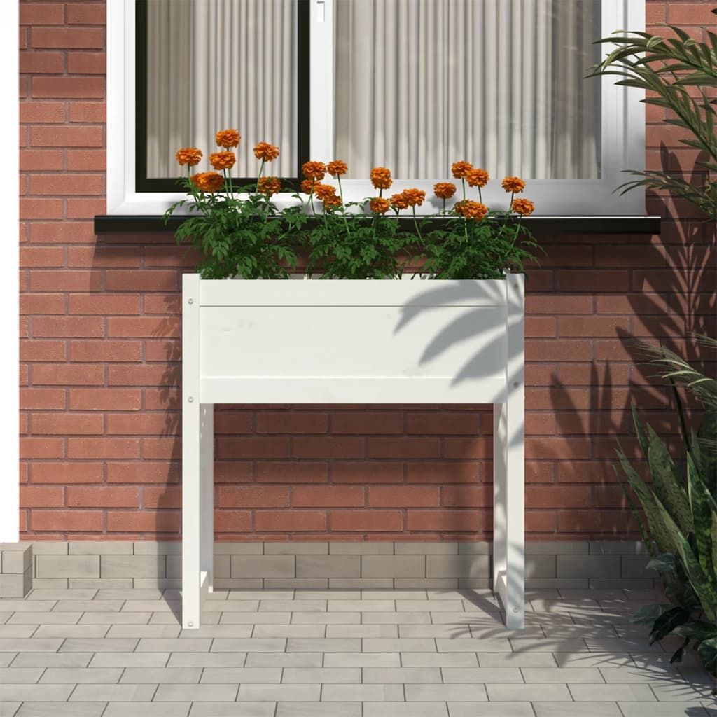 Fioriera Bianca 78x40x81 cm in Legno Massello di Pino - homemem39