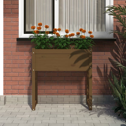 Fioriera Marrone Ambra 78x40x81 cm in Legno Massello di Pino - homemem39