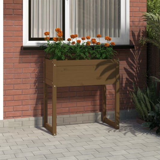 Fioriera Marrone Ambra 78x40x81 cm in Legno Massello di Pino - homemem39