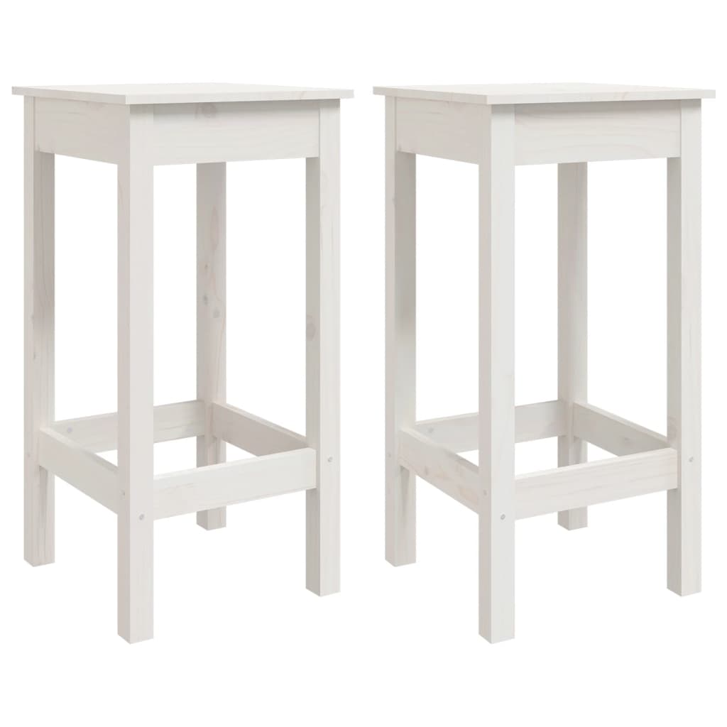 Sgabelli da Bar 2 pz Bianchi 40x40x78 cm Legno Massello di Pino - homemem39