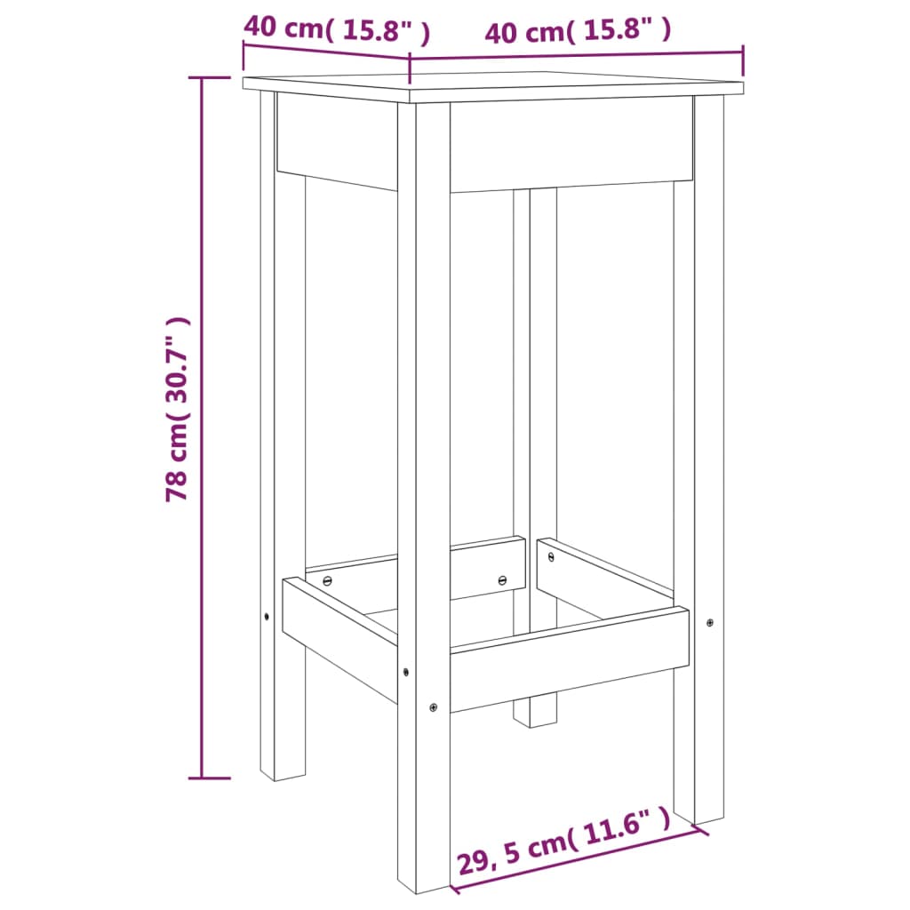 Sgabelli da Bar 2 pz Bianchi 40x40x78 cm Legno Massello di Pino | homemem39