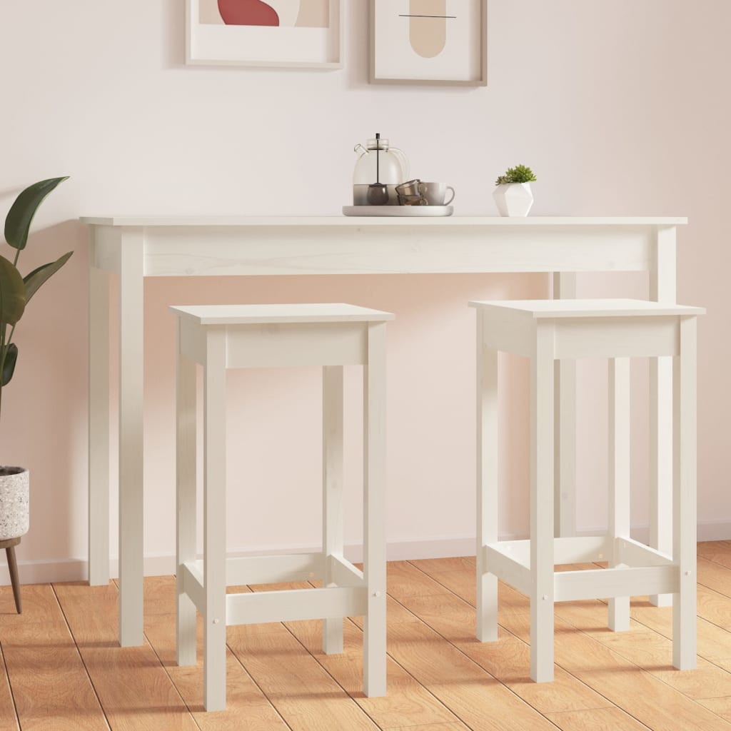 Sgabelli da Bar 2 pz Bianchi 40x40x78 cm Legno Massello di Pino | homemem39