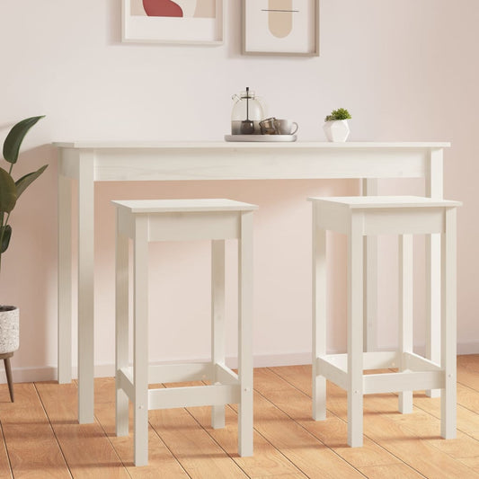 Sgabelli da Bar 2 pz Bianchi 40x40x78 cm Legno Massello di Pino | homemem39