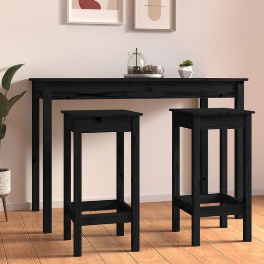 Sgabelli da Bar 2 pz Neri 40x40x78 cm Legno Massello di Pino - homemem39
