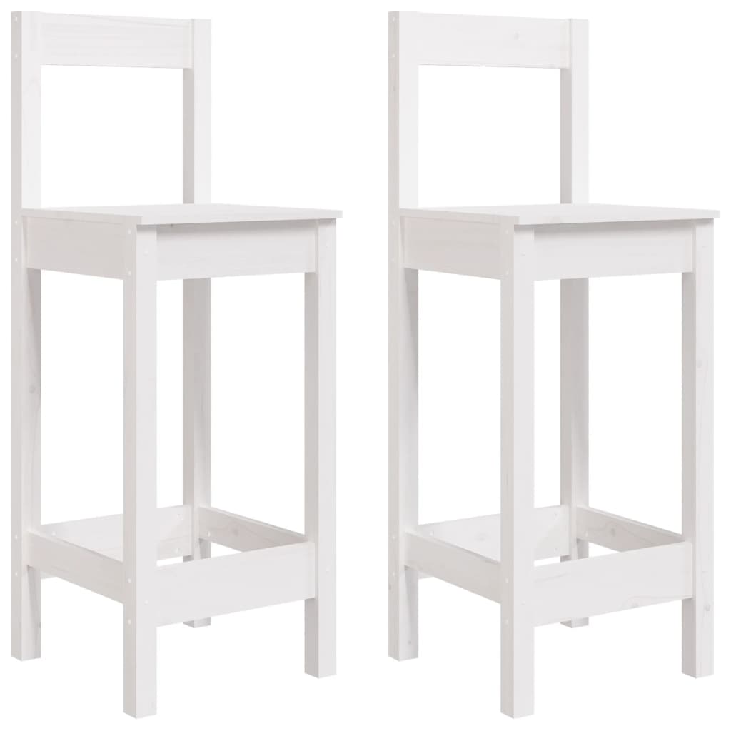 Sedie da Bar 2 pz Bianche 40x41,5x112 cm Legno Massello di Pino | homemem39