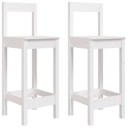 Sedie da Bar 2 pz Bianche 40x41,5x112 cm Legno Massello di Pino | homemem39