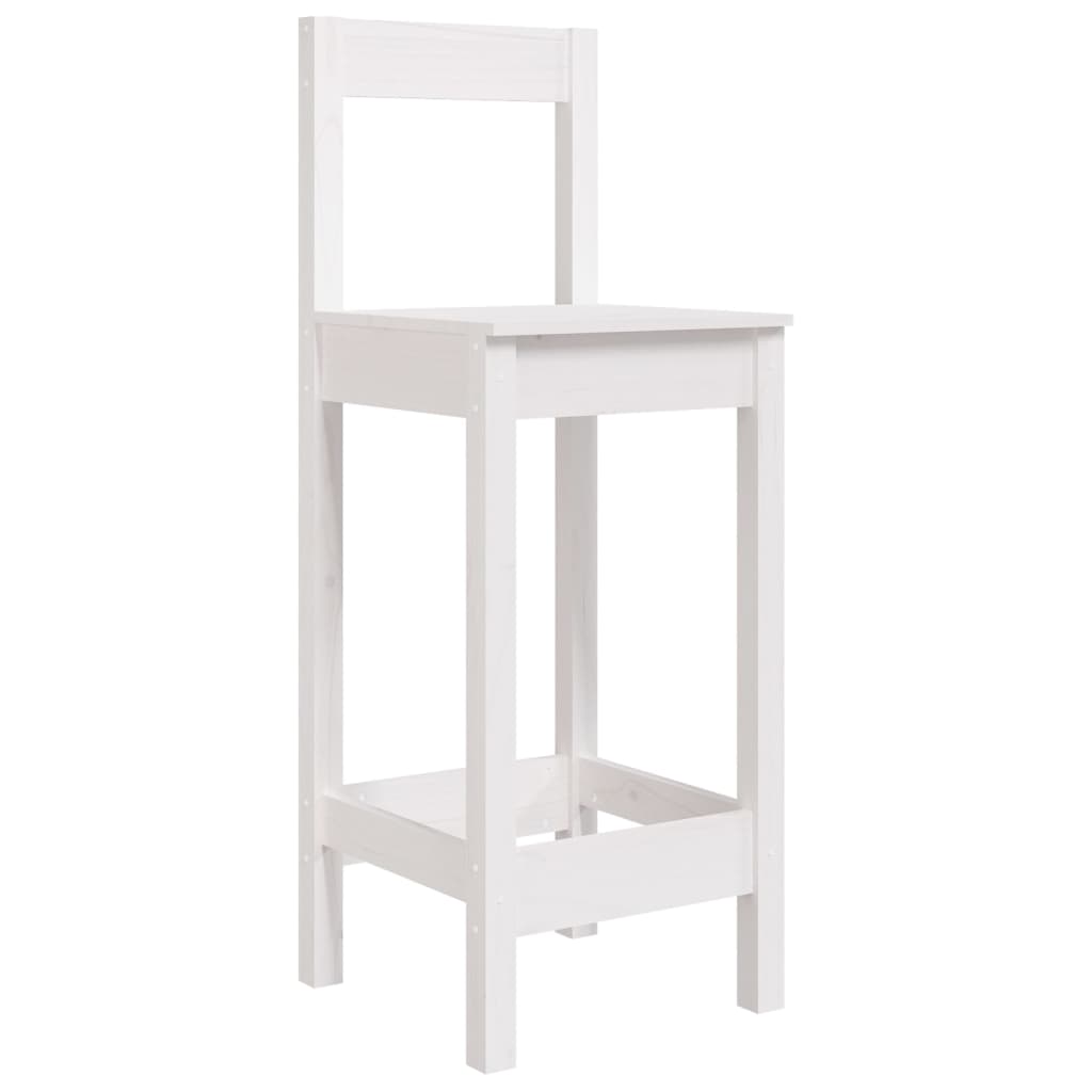 Sedie da Bar 2 pz Bianche 40x41,5x112 cm Legno Massello di Pino | homemem39