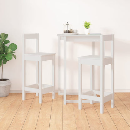 Sedie da Bar 2 pz Bianche 40x41,5x112 cm Legno Massello di Pino | homemem39