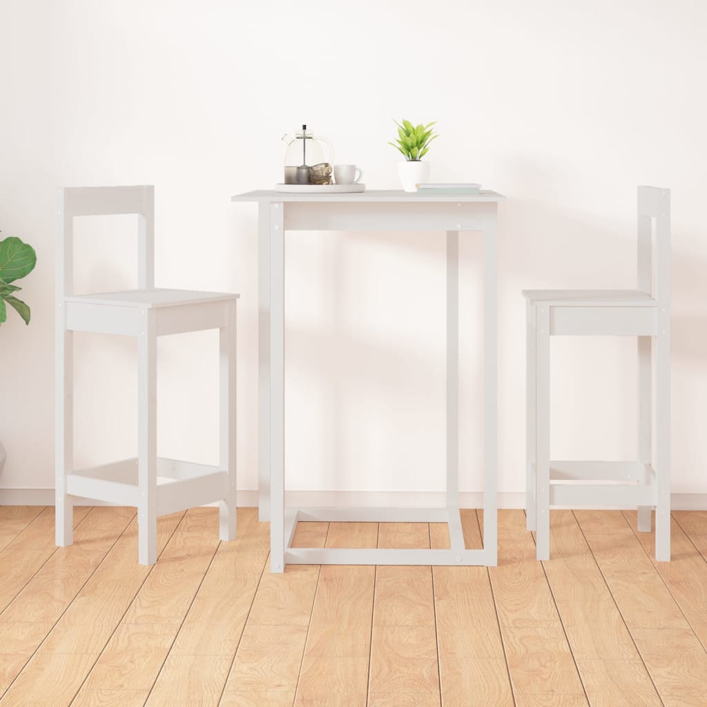 Sedie da Bar 2 pz Bianche 40x41,5x112 cm Legno Massello di Pino | homemem39