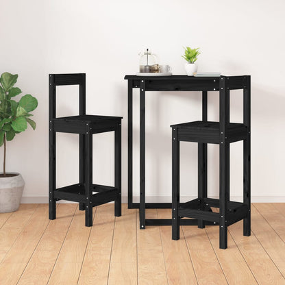Sedie da Bar 2 pz Nere 40x41,5x112 cm Legno Massello di Pino | homemem39