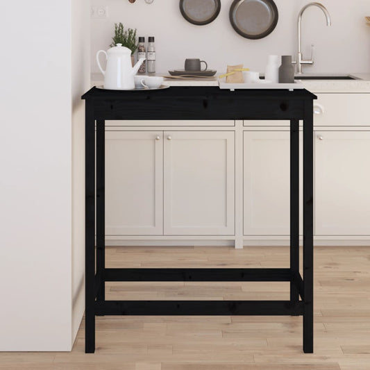 Tavolo da Bar Nero 100x50x110 cm in Legno Massello di Pino - homemem39