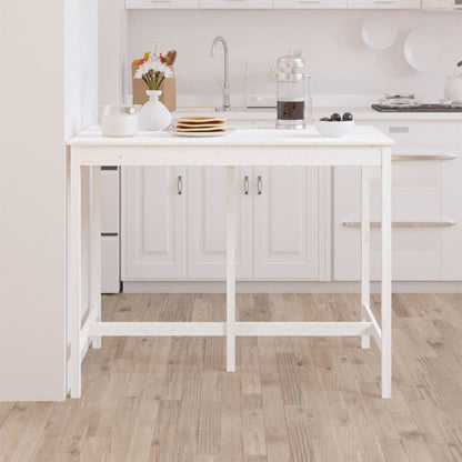 Tavolo da Bar Bianco 140x80x110 cm in Legno Massello di Pino - homemem39