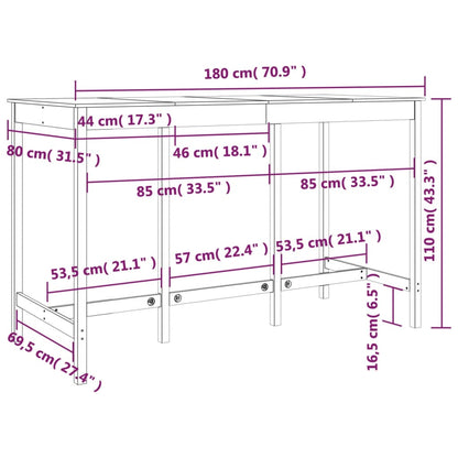 Tavolo da Bar Nero 180x80x110 cm in Legno Massello di Pino - homemem39