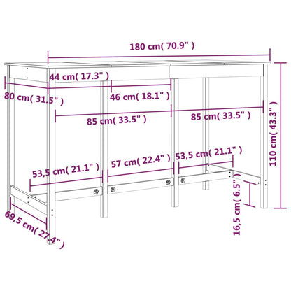 Tavolo da Bar Nero 180x80x110 cm in Legno Massello di Pino - homemem39